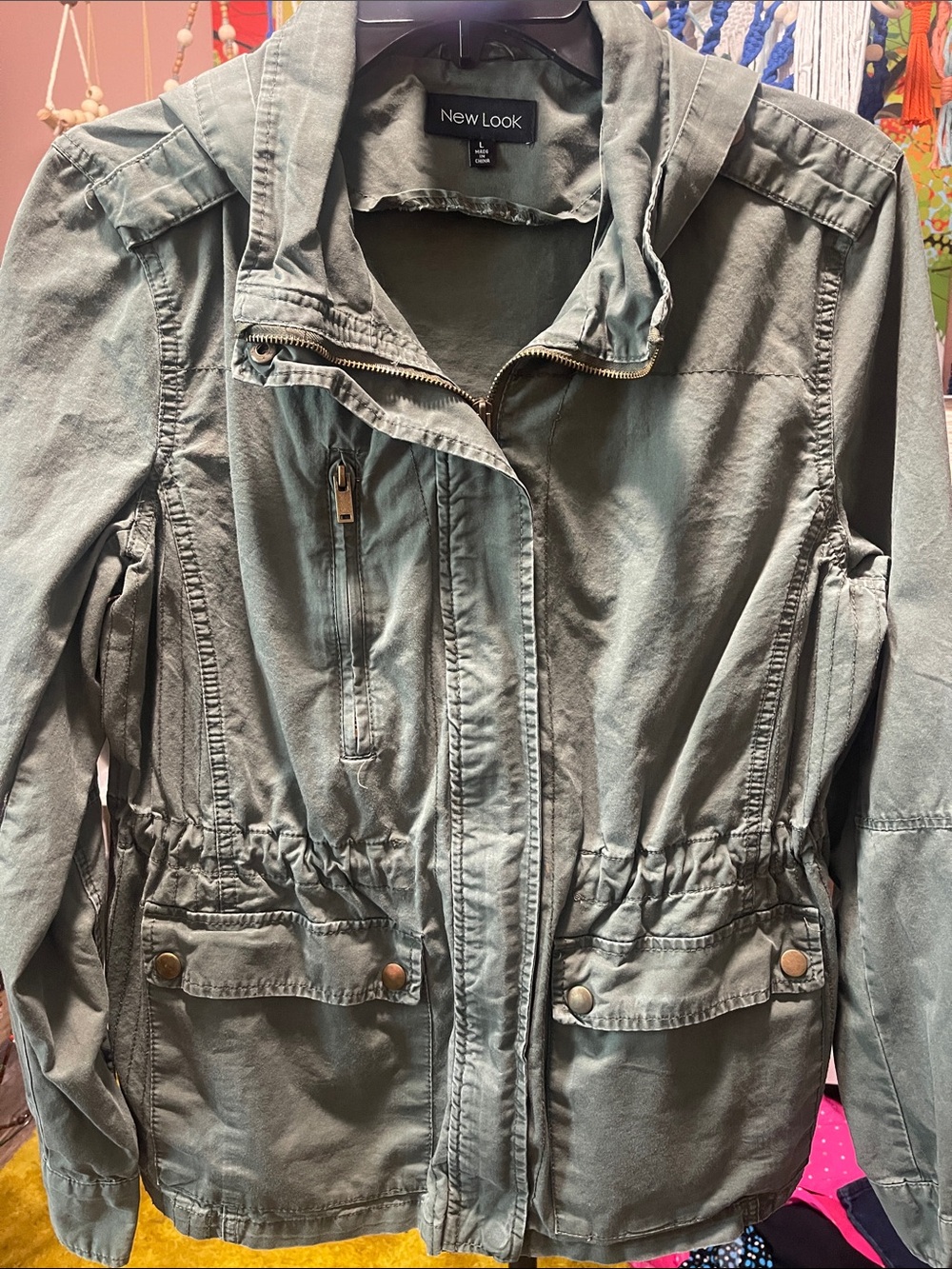 New Look Olive Green Utility Jacket with Drawstring Waist